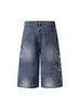 Pantalones Capri de Mezclilla Lavada con Estampado Divertido Estilo Callejero Americano para Hombres y Mujeres, Pantalones de Longitud Media a Cuadros Desmontables de Verano Tendencia
