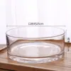 Venta al por mayor de jarrones redondos de vidrio, peceras para goldfish, narcisos, centella asiática, nenúfares, macetas bajas grandes para la sala de estar