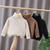 Suéter Infantil 2025 Novo com Forro de Lã Espessado Roupa Infantil Inverno Gola Alta Cor Sólida Top de Tricô para Meninos Estilo Ocidental Base
