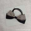 Corda de Cabeça com Laço Preto Xadrez Houndstooth Estilo Coreano Simples Elegante Dou Ma Corda de Cabelo Multi-fios de Alta Elasticidade Anel de Cabelo Tendão de Borracha