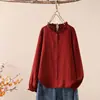 Venta directa del fabricante: Camisa de Mujer Manga Larga con Cuello de Encaje Fruncido Estilo Japonés, Gasa de Algodón de Doble Capa, Blusa Artística de Corte Amplio para Mujer