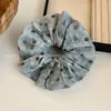 Goma de pelo de estilo perezoso francés de lunares tipo intestino grueso para mujer, goma de pelo de coleta de alta gama, cuerda para el pelo azul, accesorios para el pelo retro, cuerda para el pelo