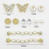 Acessórios DIY para Sapatos com Furo Interno Flor de Sapato Pérola Coreana Corrente Dourada Strass Fivela de Sapato Removível Acessórios para Parte Superior de Sapato