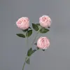 Flor Artificial Rosa Princesa Real de Três Cabeças, Flor Falsa para Vitrine de Hotel Restaurante, Decoração de Arranjo de Flores, Adereços de Fotografia Atacado