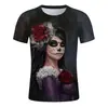 Comércio transfronteiriço Halloween Natal Camiseta com impressão digital 3D masculina feminina manga curta atacado