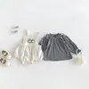 Conjunto de Dos Piezas Dianxi para Bebés, Camiseta Interior Plisada Estilo Coreano para Niñas, Overol Floral Tridimensional con Lazo para Otoño