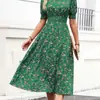 Vestido Verano Europeo y Americano Comercio Exterior Transfronterizo Nuevo Estilo para Mujer Amazon Aliexpress Estampado Floral Vestido de Manga Abullonada