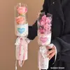 2.14 Dia dos Namorados Novo Estilo Arranjo de Flor de Haste Única com Peças Decorativas, Embalagem de Buquê de Flores Frescas, Buquê Ambiente de Rosa de Haste Única