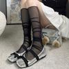 Calcetines de Verano Finos de Malla Transparente con Tira Fina Hueca Estilo Spice Girls Ballet de Tubo Medio