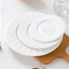 Plato Redondo de Cerámica de Alto Valor Jingdezhen Color Sólido Hueso de Porcelana Plato Plano Cerámico para el Hogar Plato para Ensalada Plato para Frutas Plato para Bistec