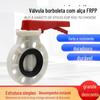 Válvula borboleta de alça PP, polipropileno reforçado, válvula de plástico resistente a ácidos e álcalis de alta temperatura, válvula borboleta FRPP DN100