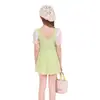 Traje de baño para estudiante, Traje de baño conservador, Traje de baño de una pieza estilo falda con pierna cuadrada, De apariencia costosa, Elegante, Súper estilo de hada, Lindo y elegante, Traje para aguas termales