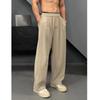 Pantalones de Seda de Hielo de Verano 2024 Combinación Sencilla Textura Pantalones Casuales de Pierna Ancha para Hombre Dape Sin Planchar Pantalones Rectos Hombre