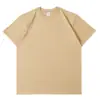 Camiseta Casual Masculina de Manga Curta 230G Algodão Peso Alto Tubo Contínuo Sem Costura Tecida Camisa Base Masculina de Manga Curta Camiseta Masculina e Feminina