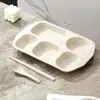 Plato de Cena de Paja de Trigo Plato de Cena Creativo Japonés para Niños Plato Dividido de Dibujos Animados Anticaída Hogar Plato de Comida Rápida Venta al por Mayor