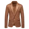 Novedad Otoño/Invierno Traje Estampado de Ante para Hombre Amazon Solapa Retro Traje de una Pieza Estilo Británico Chaqueta Ropa para Hombre