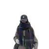 Cachecol Xadrez Colorido de Imitação de Caxemira para Mulheres Estilo Coreano Outono e Inverno Estudante Versátil Longo Quente Uso Duplo Xale Casual