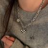 Collar de Moneda de Acero de Titanio que No se Desvanece para Mujer, Verano 2025 Nueva Tendencia Estilo Ins Hip-Hop Minimalista Cadena de Suéter de Celebridad de Internet para Hombre