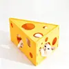 Cama Gato Feltro Queijo Triângulo, Cama Túnel de Brinquedo Poroso, Cama Modular Destacável para Todas as Estações, Tamanho: 60cm de Comprimento, 40cm de Largura, 30cm de Altura