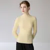 Nueva camisa básica de cachemir de estilo coreano minimalista de cuello semi-alto para otoño para mujer, suéter de punto pullover de manga larga ajustado de color liso