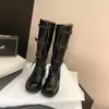 Nuevas botas de motocicleta de otoño e invierno para mujer, elegantes con hebilla de cinturón, efecto desgastado vintage, tacón grueso, caña media-alta, otoño e invierno