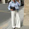 Pantalones Rectos Nuevos de Primavera y Verano Estilo Europeo y Americano Pantalones Largos de Satén de Acetato Imitación Cintura Alta Caídos Casuales 2026 Viajes Transfronterizos