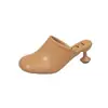 Mules Cerrados de Tacón Alto Estilo Europeo y Americano para Mujer, Novedad Primavera/Verano 2025 Sandalias Medias Zapatillas de Punta Redonda con Correa Simple y Tacón Fino