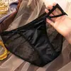 Moda sexy talle bajo satén sedoso encaje de mujer malla lunares tentación cómoda ropa interior bragas transparentes secado rápido