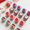 Año Nuevo Rojo Linda Manzana Amor Cuadrado Cuentas Hecho a Mano DIY Cadena para Teléfono Bolso Pulsera Colgante Accesorios de Joyería Material