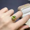 Anillo de peridoto natural, plata 925 chapada en oro rosa, tamaño de la piedra principal 7*9mm, admite pruebas naturales