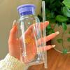 Taza de Paja Ins de Gran Capacidad Resistente a Altas Temperaturas Taza de Vidrio Transparente para Uso Doméstico con Tapa Taza de Agua para Uso en Casa y para Recibir Invitados