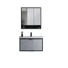 Gabinete de Baño Montado en Pared Aleación de Aluminio Cerámica Cuenca Integrada Cajón Puerta Abierta Espejo Simple Gabinete Lavabo Montado en Pared Almacenamiento