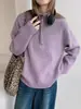 Suéter de Punto con Media Cremallera y Solapa, Estilo Otoño Nuevo, Suéter Holgado de Punto Estilo Perezoso para Mujer