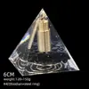 Transfronterizo 6cm Cristal Natural Letra Dorada Adorno Decorativo de Escritorio para el Hogar Pirámide de Resina para Chakra Yoga Meditación