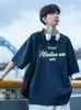 Camiseta de Manga Corta para Hombre de Marca Moderna Verano Estilo Americano Fresca Ins Estilo Callejero Holgada Versátil