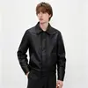Chaqueta de cuero retro americana para hombre, primavera y otoño, de alta gama, elegante, moderna, casual, chaqueta de PU con solapas, corte holgado