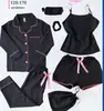Pijama Delgado Estilo Ins Transfronterizo de Comercio Exterior para Mujer, Conjunto de Siete Piezas para Primavera y Otoño, Ropa de Casa con Patrón de Grulla, Pijama Delgado para Todas las Estaciones