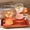 Copo de Vidro Criativo Estilo Ins com Curva na Cintura para Bebidas Geladas, Copo de Suco, Copo de Refrigerante, Copo para Café Latte