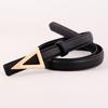 Cinturón de Mujer de Cuero Genuino con Hebilla Triangular, Cinturón Decorativo Moderno y Sencillo para Trajes y Pantalones, Venta Directa del Fabricante, Versátil