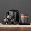 Mineral Crudo Color Arena Púrpura Cambiante Set de Té de Viaje Portátil Rápido Una Tetera Seis Tazas Separación de Agua y Té Juego Completo de Tazas para Exteriores