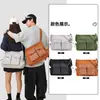 Bolsa de ombro com cordão de grande capacidade para mulheres, nova bolsa xadrez estilo japonês com múltiplos bolsos para o outono, bolsa transversal de nylon color block moderna para homens