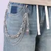 Cadena para Pantalones Punk Metalera Europea y Americana, Cadena para Pantalones de Moda con Colgante Múltiple de Calavera y Tibias Cruzadas, Accesorio de Moda Simple y Único
