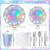 Suministros de Fiesta de Encaje Grande Más Vendidos en Amazon Transfronterizos, Platos de Papel Desechables, Vasos de Papel, Servilletas de Papel y Juego de Vajilla