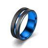 Acero Inoxidable Europeo y Americano Transfronterizo Dominante Combinación Ranura Moda Anillo de Pareja Joyería al por Mayor 8mm Brillante Combinación