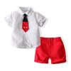 Exportação de Fábrica Transfronteiriça Roupas Infantis Verão 2024 Novo Estilo College Infantil Camisa de Manga Curta Conjunto de Shorts com Gravata de Cavalheiro