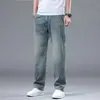 Jeans italianos de alta gama de color claro para hombre, pantalones rectos holgados elásticos finos de verano, pantalones casuales de negocios para mediana edad