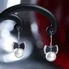 Fornecimento Exclusivo Transfronteiriço de Joias de Pérola Exquisite com Laço Cravejado de Diamantes, Acessórios de Nicho para Meninas, Brincos de Prata S925, Venda Direta do Fabricante