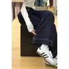 Calça Jeans Wide Leg A-Line Azul Escuro para Mulheres, Forrada com Lã para o Inverno, Tamanho Grande, Emagrecimento, Corpo em Formato de Pera, Caimento Solto, Calça Levemente Flare
