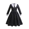 Traje Cosplay Vestido Preto Quarta-feira 2023 Halloween Família Addams Vestido de Princesa Cosplay