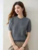 Suéter Básico de Cuello Redondo para Mujer Suave y Versátil Manga Tres Cuartos Estilo Simple Estilo Capaz Tejido Capa Base Superior